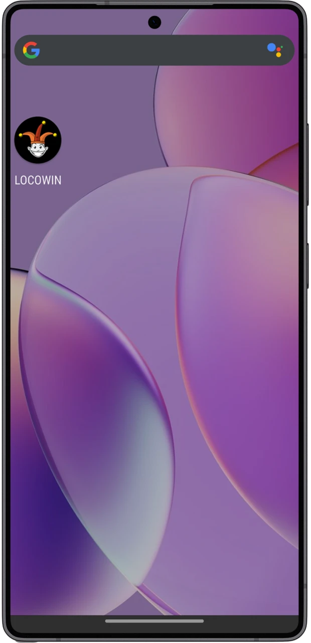 Un teléfono móvil con una captura de pantalla que muestra el ícono de la aplicación Locowin.
