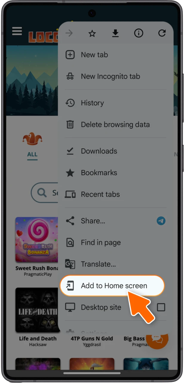 Add Locowin app to your Android home screen easily.