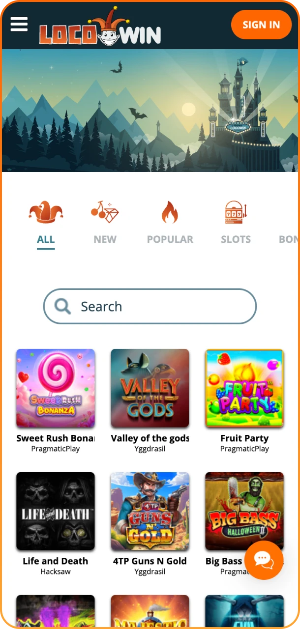 Experience smooth gaming navigation with Locowin app home.
