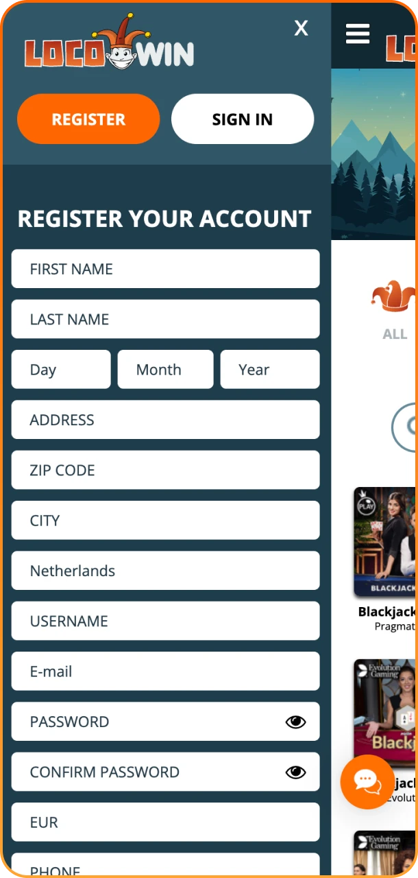 Register fast and play instantly with Locowin app.