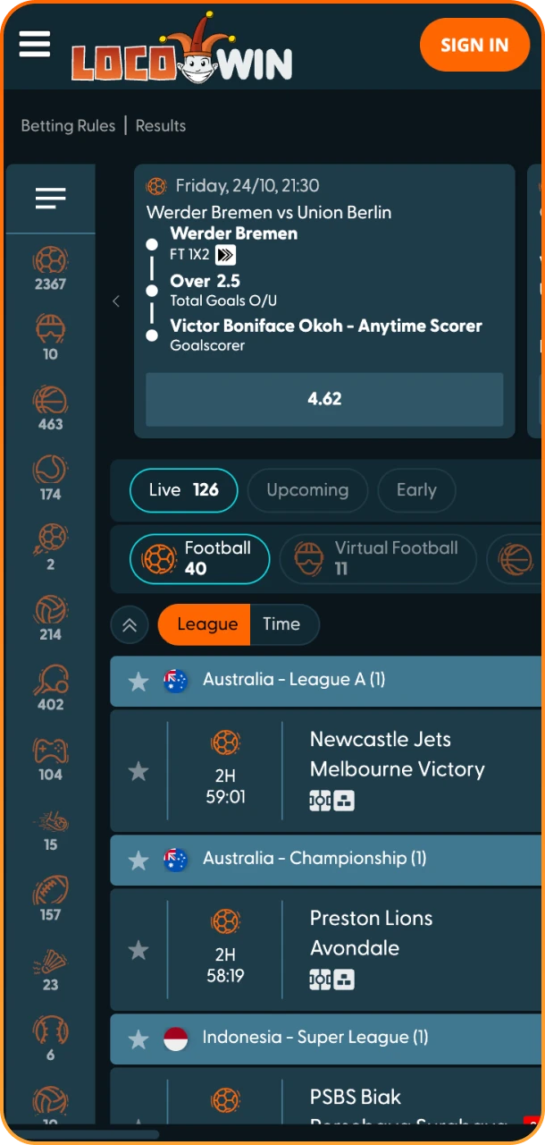 Bet on your favorite sports with Locowin excitement.