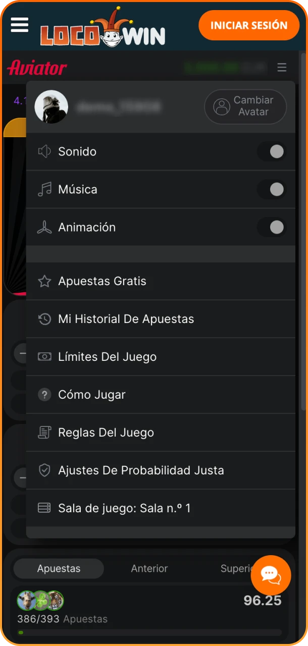 Explora el menú de Aviator dentro de Locowin.