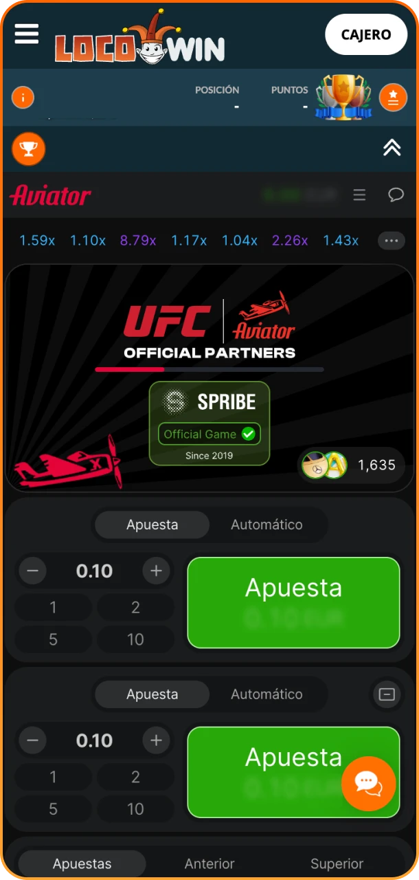Empieza a jugar Aviator hoy en Locowin.