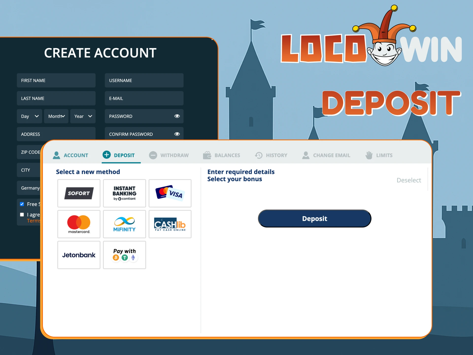 Deposit funds fast and start gaming at Locowin.