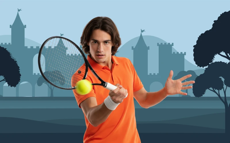 Jugador de tenis con una raqueta en la mano.
