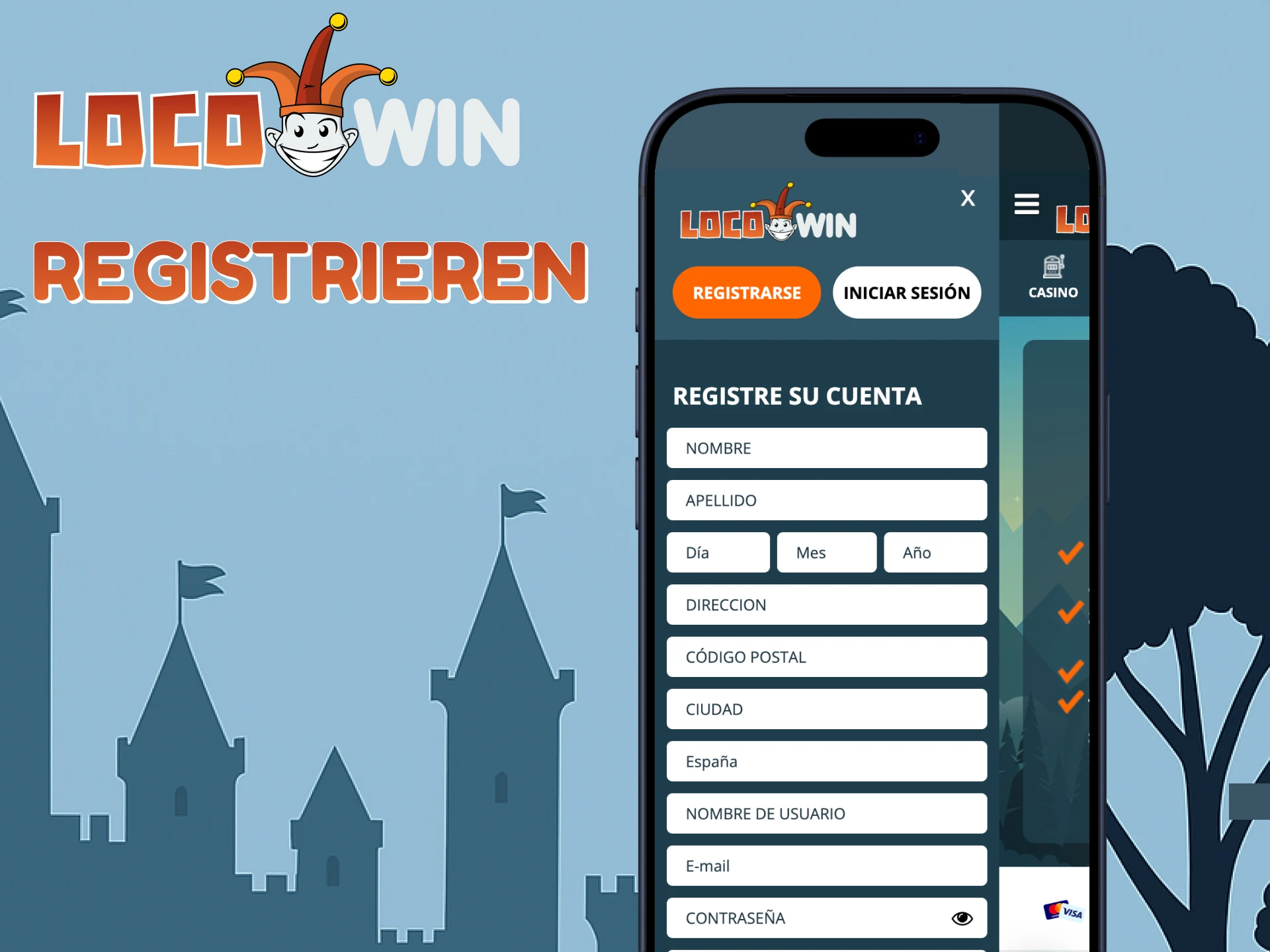 Registriere dich in Sekunden über die App von Locowin.