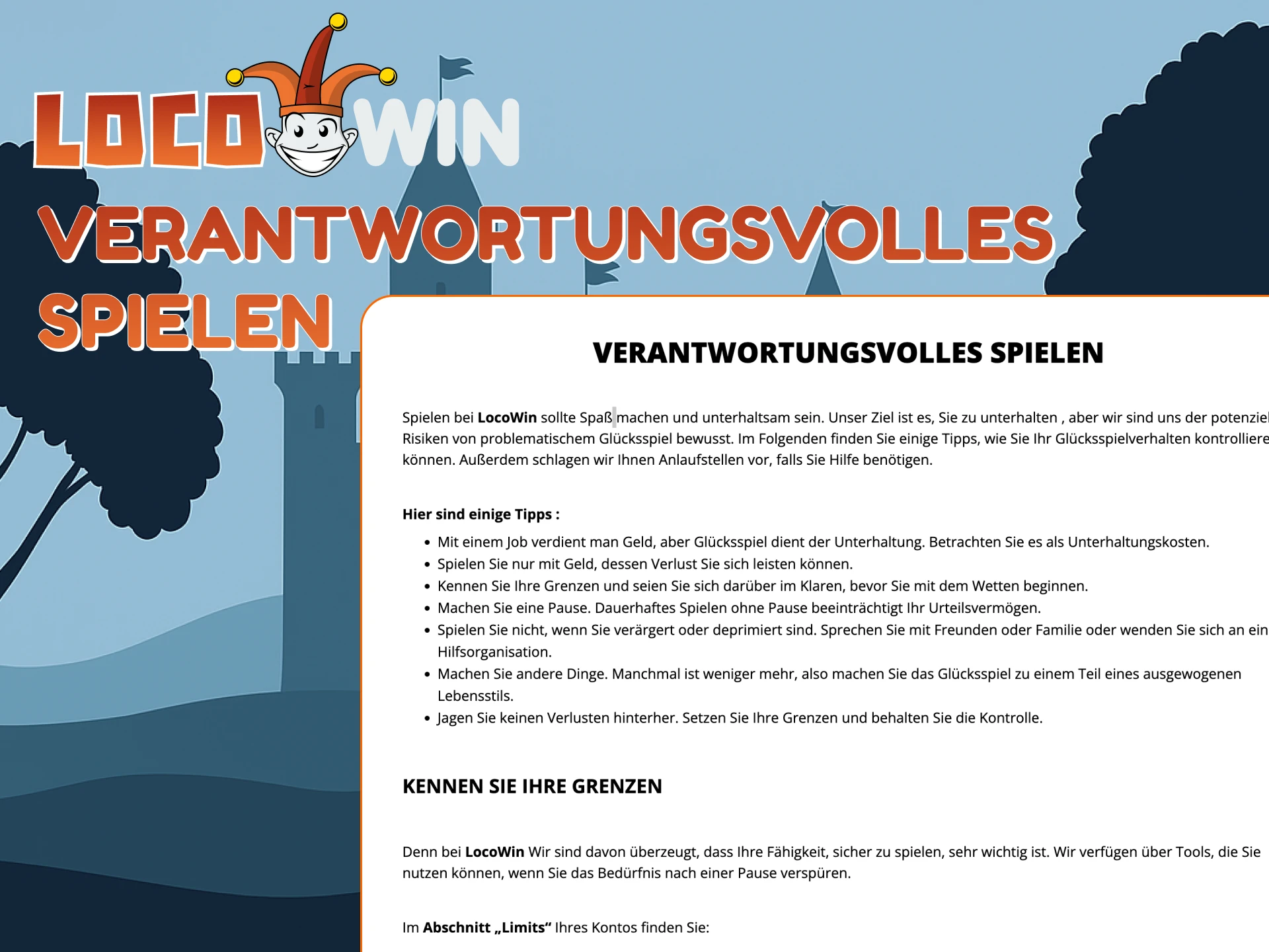 Genieße sicheres Spielen mit Verantwortung bei Locowin.