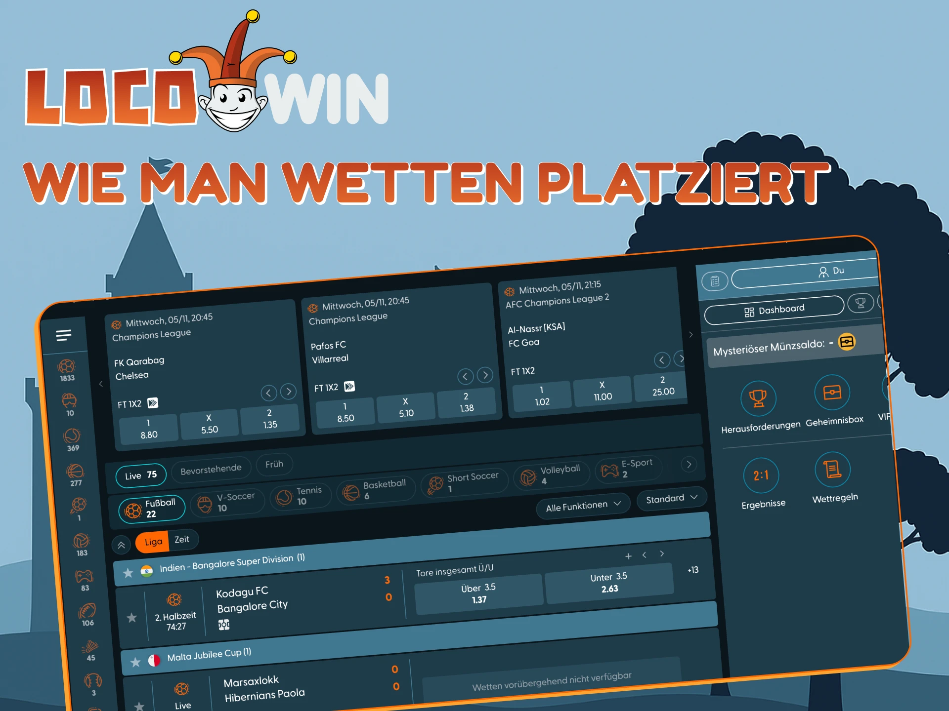 Lerne clever Wetten zu platzieren bei Locowin.