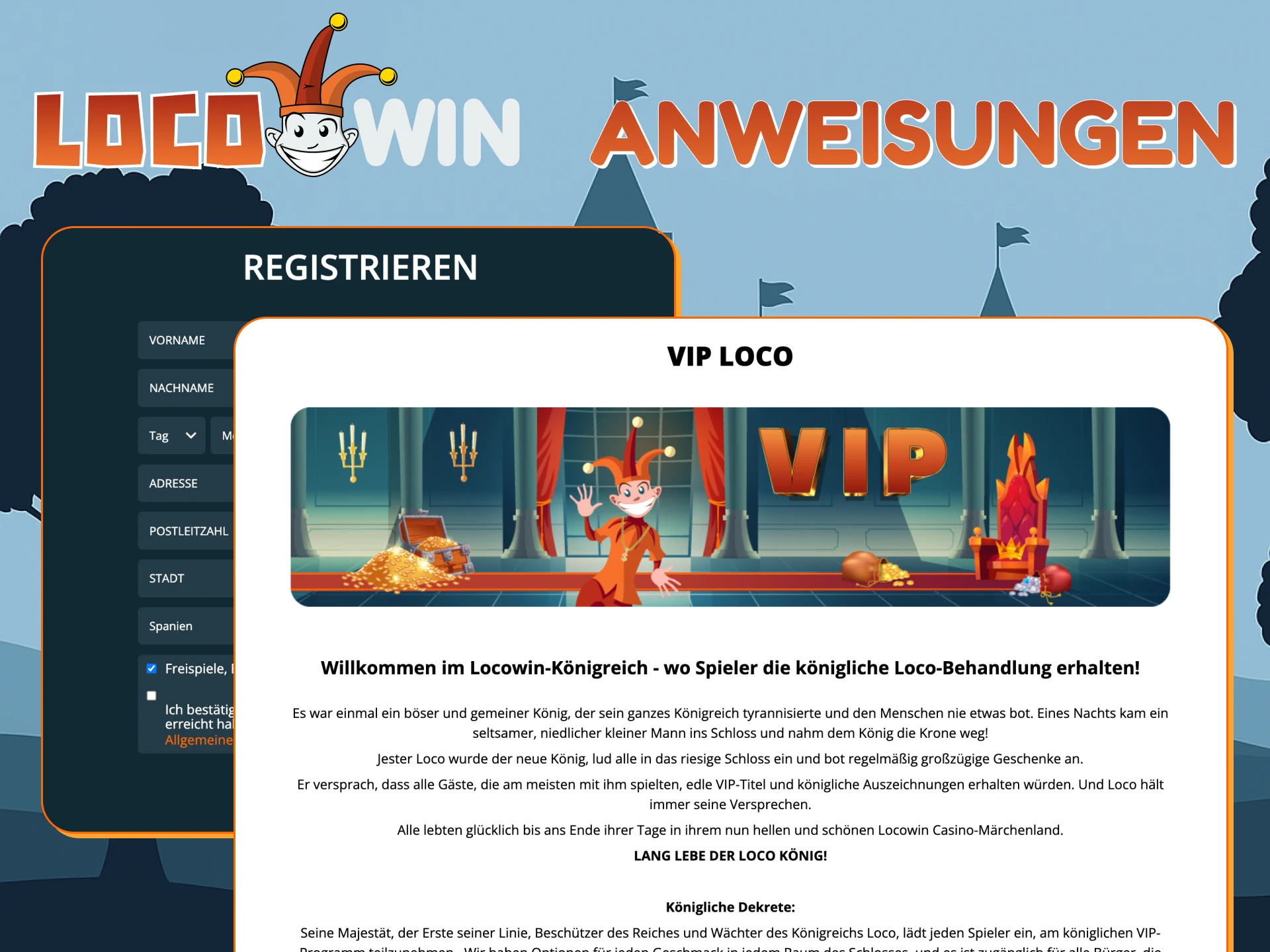 Folge den VIP Anweisungen und spiele bei Locowin.
